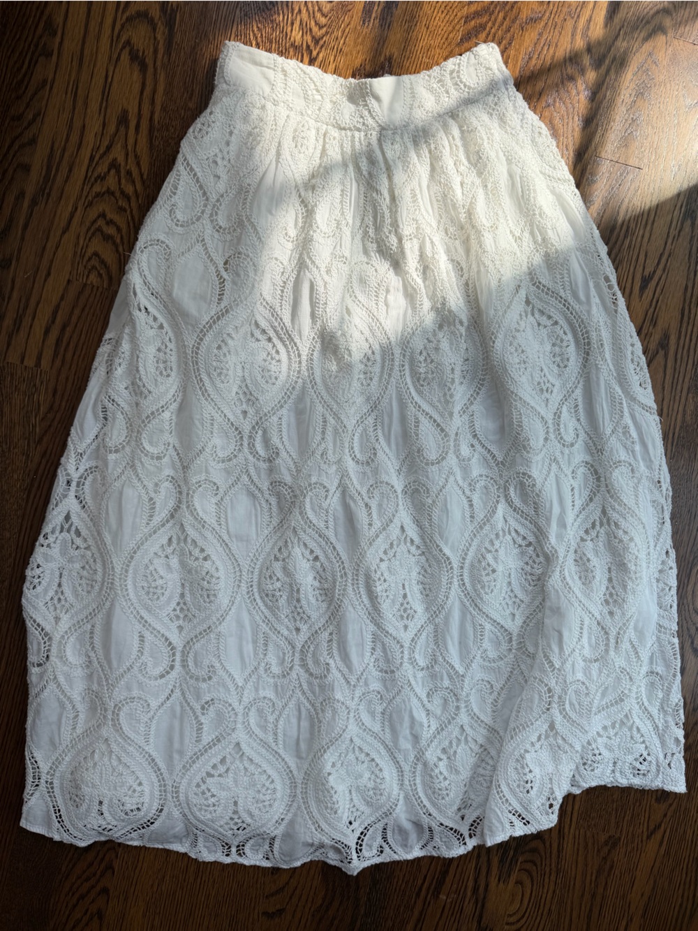 MNG Women’s White Lace Cotton Feminine Coquette Cottagecore Girlhood Maxi Skirt